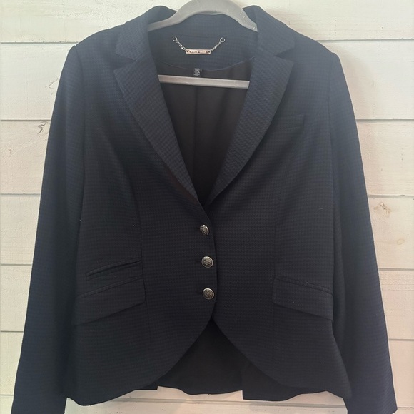 WHBM Black and Purple Houndstooth printed blazer in size 12. Great condition! - Picture 11 of 12
